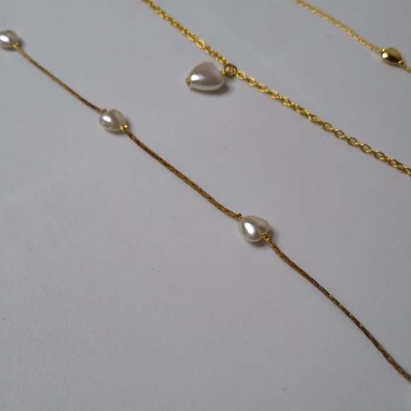 Lot Of 3 Heart Bead Jewelry 2 Ankle Bracelets 1 Necklace - Picture 13 of 16